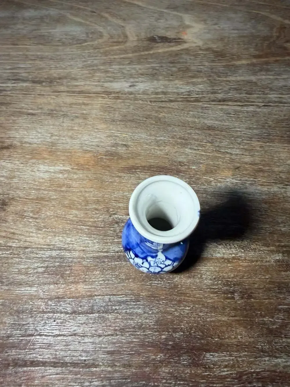Vintage Miniature Blue and White Floral Ceramic Bud Vase